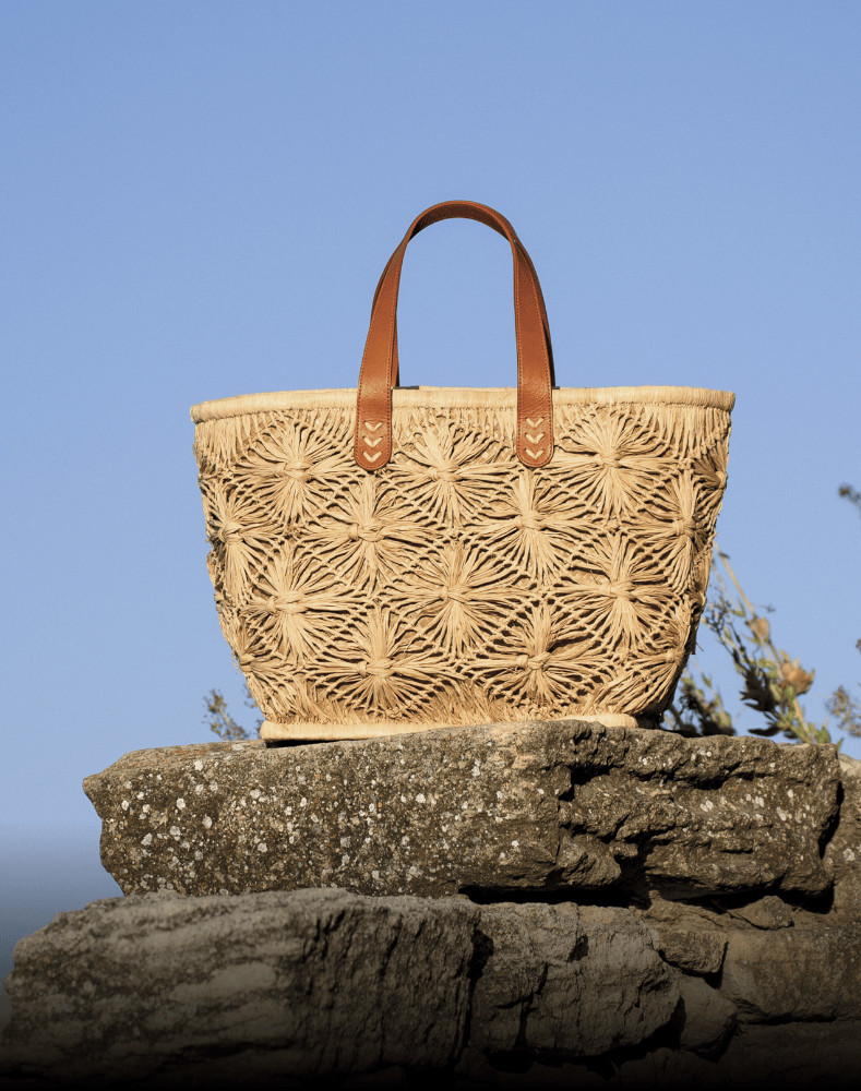 Wholesale French Market Basket with leather straps, Moroccan Straw bag for  your store - Faire